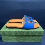 Color: 1 - Size: 36 - Pool slippers for woman Slippers Couple's New product double G hollowed out slippers official website three guccie Slippers 002