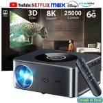 XIWBSY 25000Lumens Android 4K Projector Wifi6 Full HD Wireless Projector Auto Keystone Dolby Video Home Theater Proyector BeamerM240729