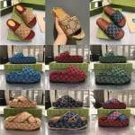 Color: Red - Size: EUR 45 - With Box designer sandals womens embroidered canvas rubber Flat Mules Platform fashion brown white pink Linen guccislides women platform sliders Shoes