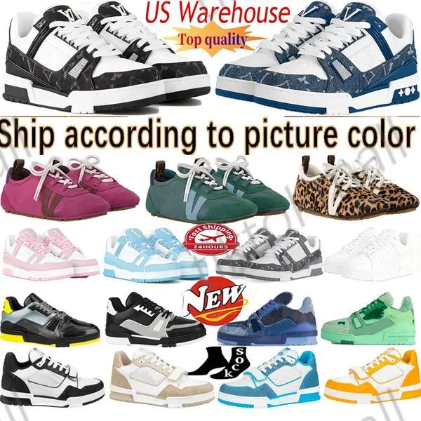 Color: Clear - Size: EUR38 - Designer shoes louis vuitton shoes Virgil Skate trainers Casual shoes denim canvas leather green red blue letter fashion platform mens womens low trainers Size 36-45