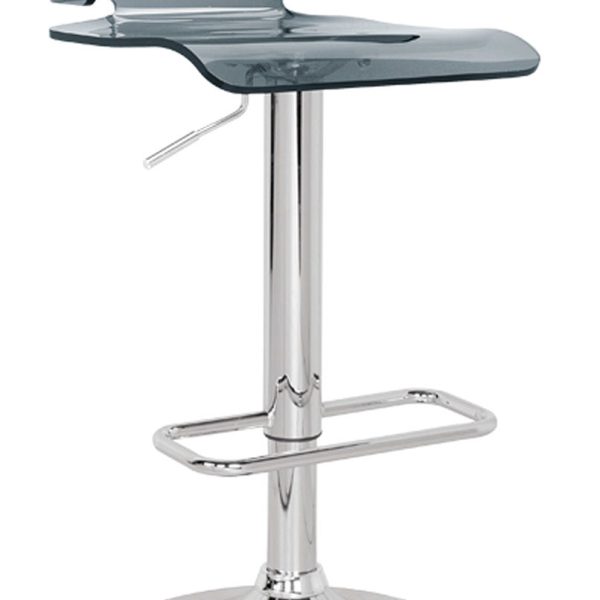 Gray And Silver Metal Swivel Low Back Adjustable Height Bar Chair