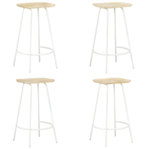 Bar Stool Set of 4 Bleached wood and white