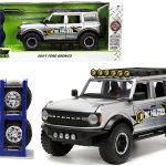 2021 Ford Bronco Gray Metallic "KC HiLiTES" with Extra Wheels "Just Trucks" Series 1/24 Diecast Model Car by Jada