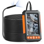 Endoscope Camera with Light, Dual Lens Borescope with 49.2FT Semi-Rigid Cable, 4.3" Screen 1080P Inspection Camera, 8 + 1 LED Lights, 4X Zoom, IP67 Waterproof Snake Camera for Auto, Plumbing