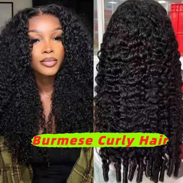 40 42 Inch Burmese Curly 13x6 Hd Lace Frontal Human Hair Wig Brazilian Pixie Curls 300 Density Burmese Curly Hair Wigs For Women
