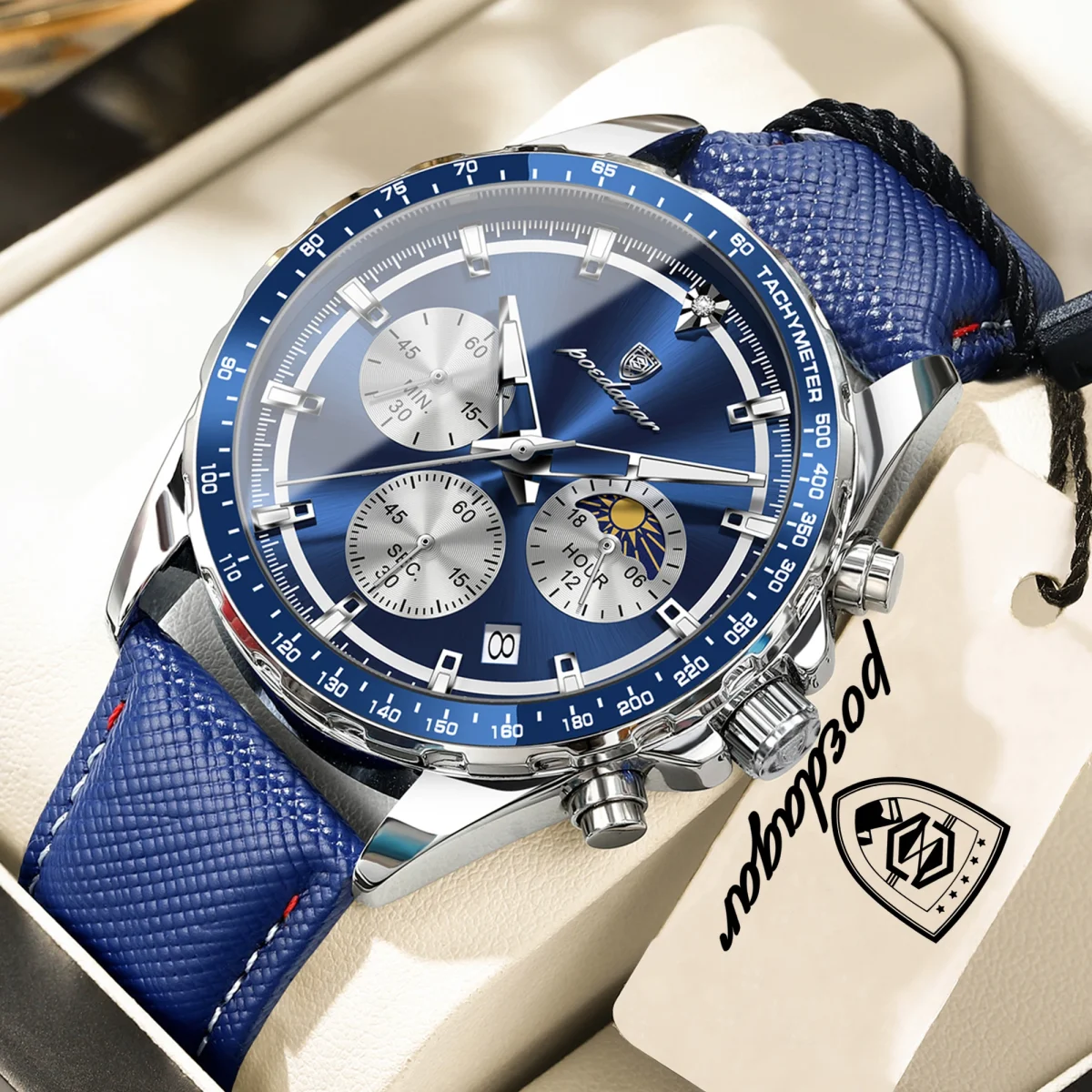 POEDAGAR Top Sports Fashion Men Clock Luminous Waterproof Chronograph Date Original Man Wristwatch Leather Men's Quartz Watches - Image 9