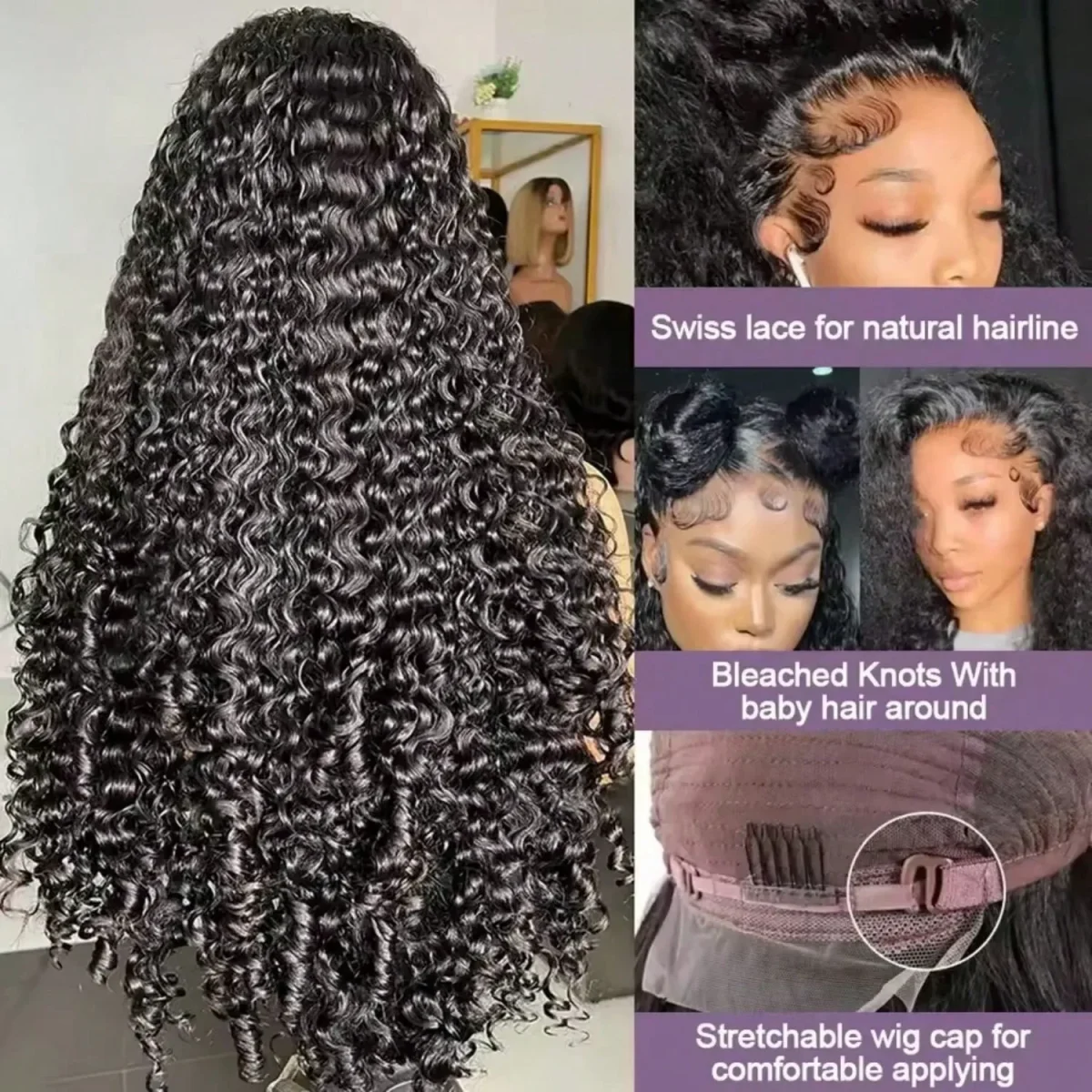 40 42 Inch Burmese Curly 13x6 Hd Lace Frontal Human Hair Wig Brazilian Pixie Curls 300 Density Burmese Curly Hair Wigs For Women - Image 4