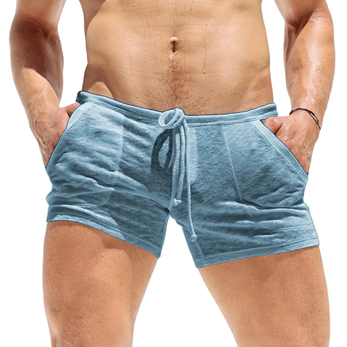 2026 Men's Summer Drawstring Shorts with Pockets Fashion Male Casual Shorts Solid Color Ultra-thin Breathable Shorts - Image 7