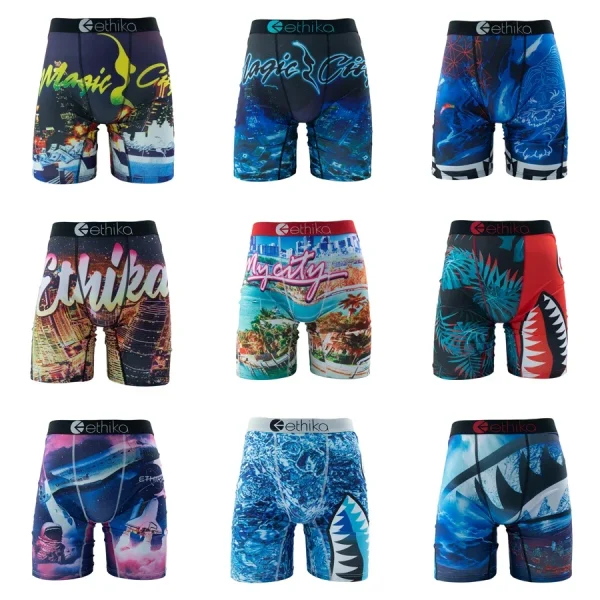 ETHIKA 1Pcs Men Underwear Sexy Boxershorts Breathable Mens Trunks Plus Size S-3XL Man Swimming Underpants Men's Panties Boxers