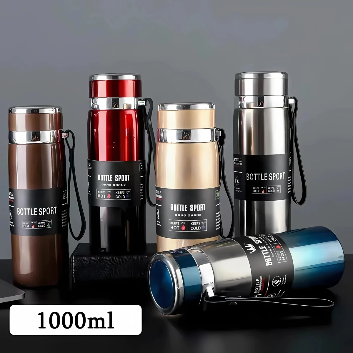 1L Thermal Water Bottle Vacuum Flasks Stainless Steel Thermos Bottle Keep Cold and Hot Water Bottle Thermos for Water Tea Coffee - Image 2