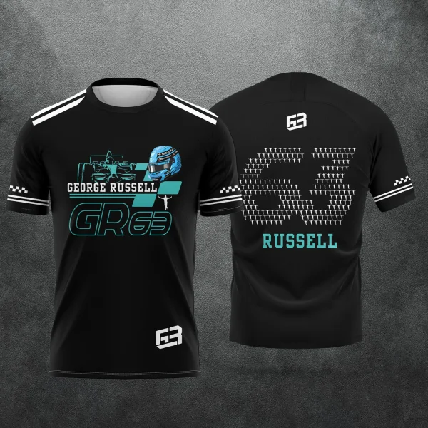 2026 New Racing No. 63  Rider George Russell  Fan 3D Printed Pattern T-Shirt Men Women Summer Casual Short Sleeve
