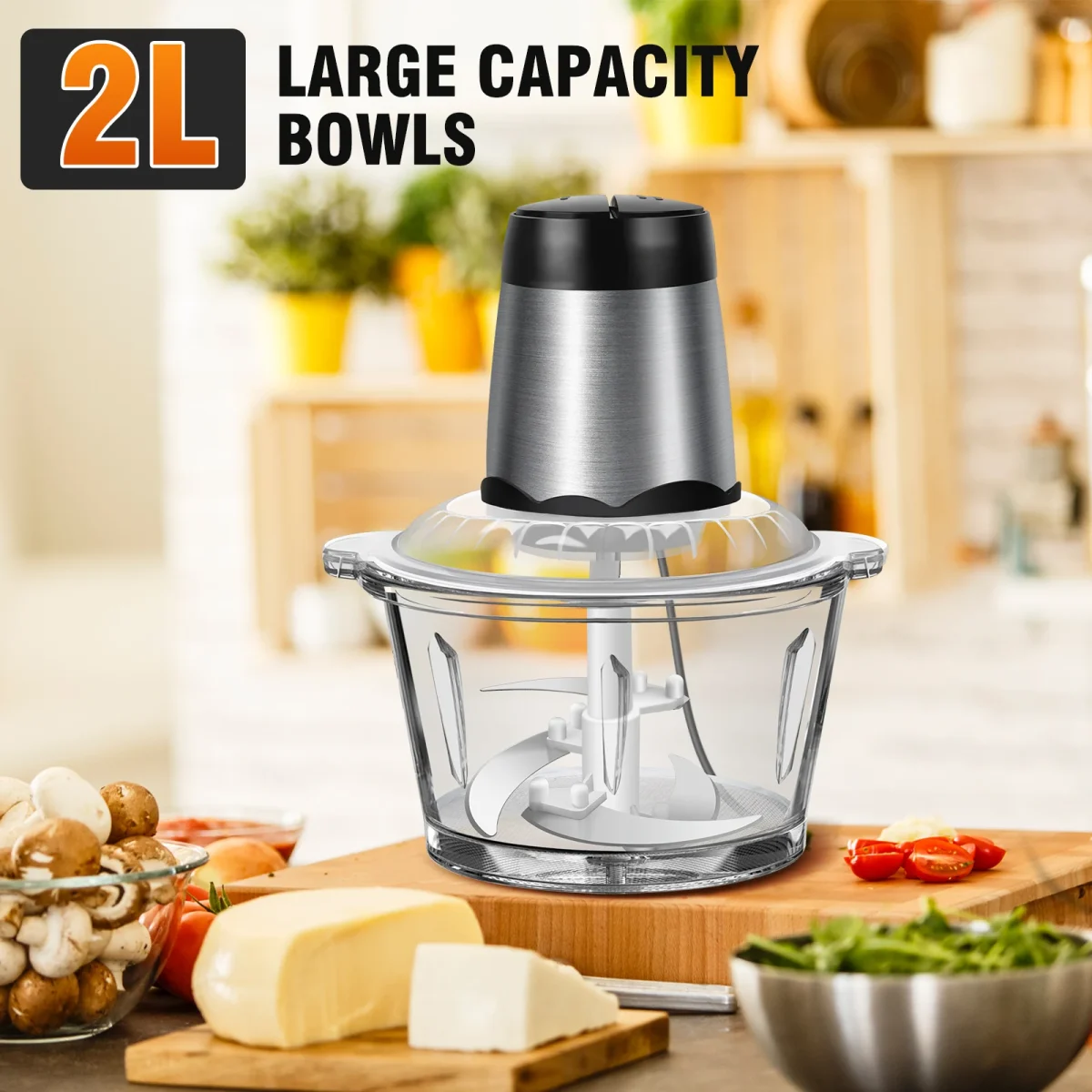 2L Electric Food Chopper Vegetable Chopper Small Food Processor Meat Grinder Mixer Electric Dicer with 2 Speeds Meat Mincer - Image 4