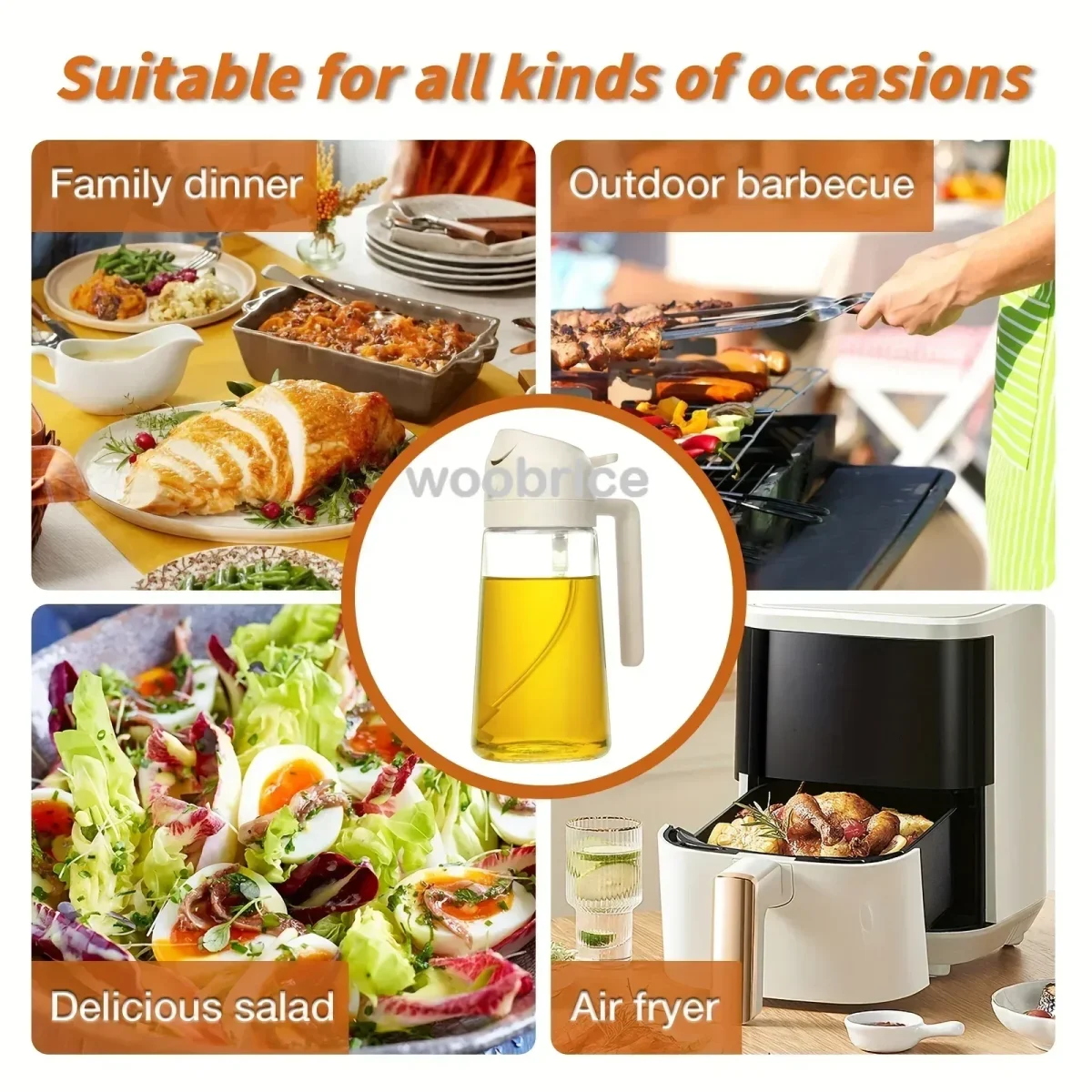 2in1 Kitchen Spray Oil Dispenser Oil Sprayer Polisher Or Only Spray for Air Fryer Salad Grilling Roasting Cooking Kitchen Acce - Image 6