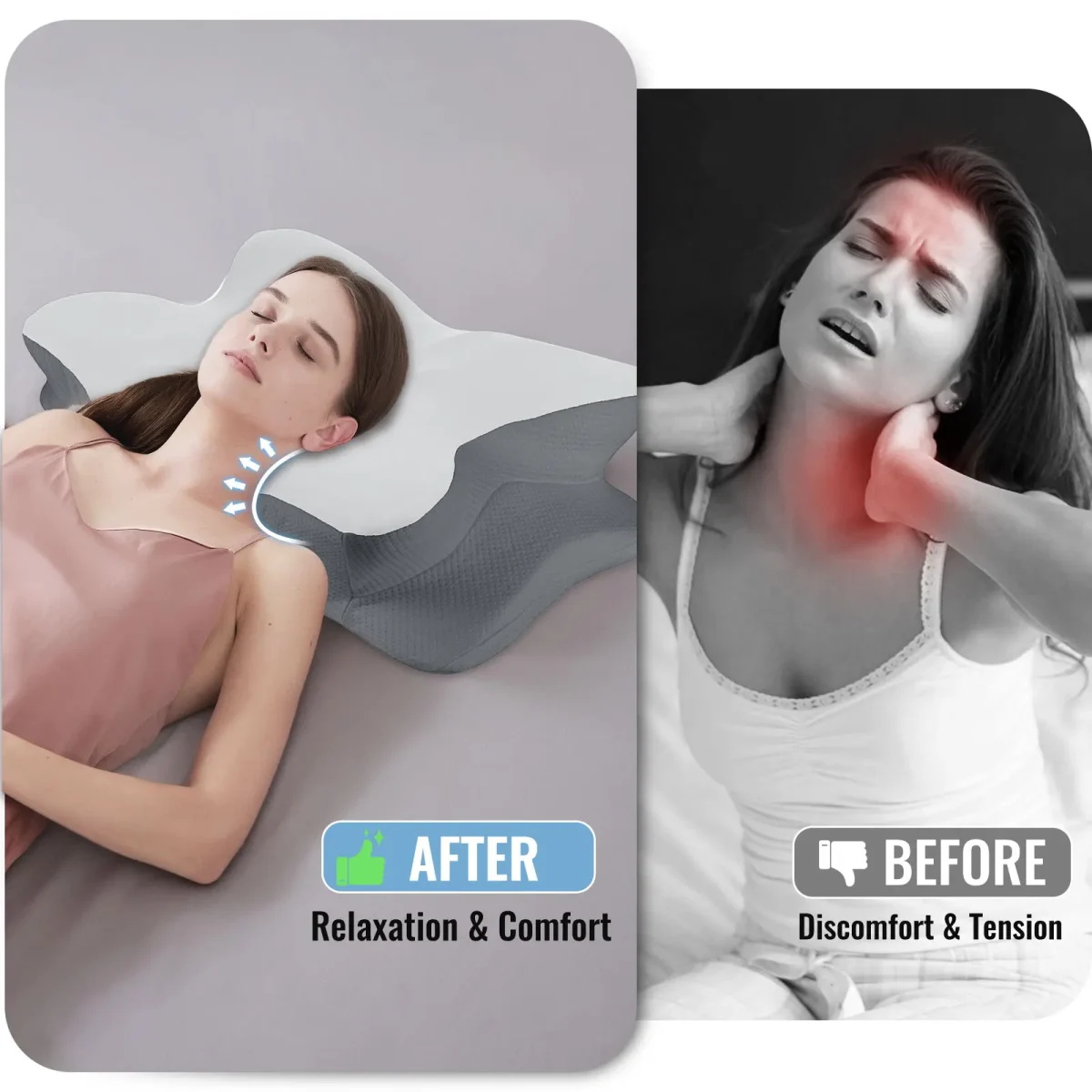 Sleep Memory Pillow Butterfly Memory Foam Neck Pillows Contoured Sleep For Neck Pain Relief Stomach Support Comfortable Pillow - Image 5