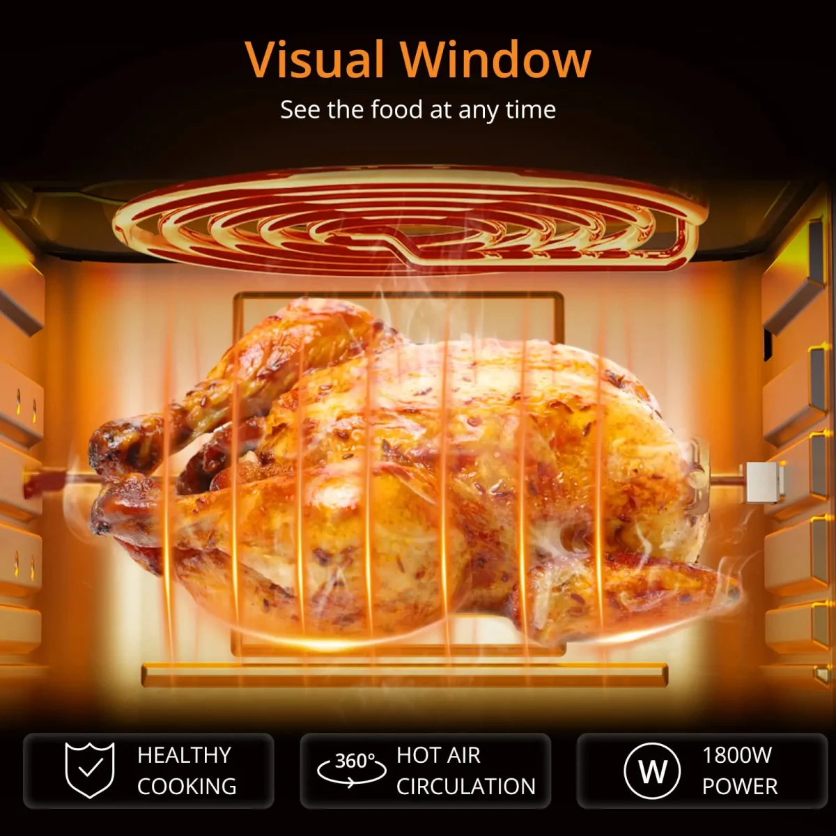18L Air Fryer Oven 8-in-1 Digital Touchscreen Air Fryer 1800W Rapid Air Circulation Oil-Free Mini Oven With Accessories - Image 5