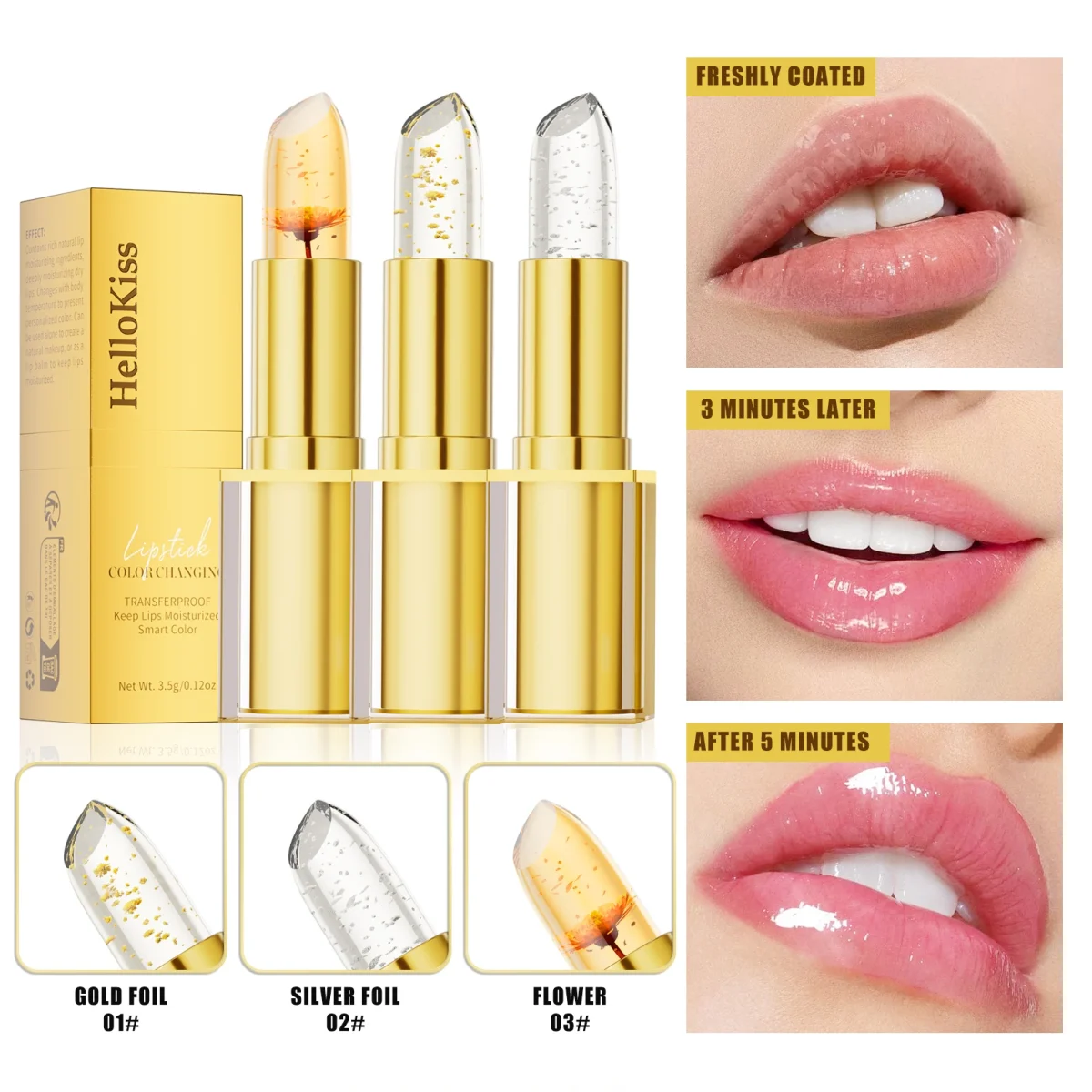 Hellokiss Crystal Color-changing Petal Lipstick for Women Moisturizes long-lasting and non-sticky cup lip balm - Image 5