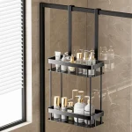 1/2/3 Tiers Bathroom Punch Free Wall-mounted Storage Rack Shower Room Over The Door Toiletries Organizer Bathroom Hanging Shelf