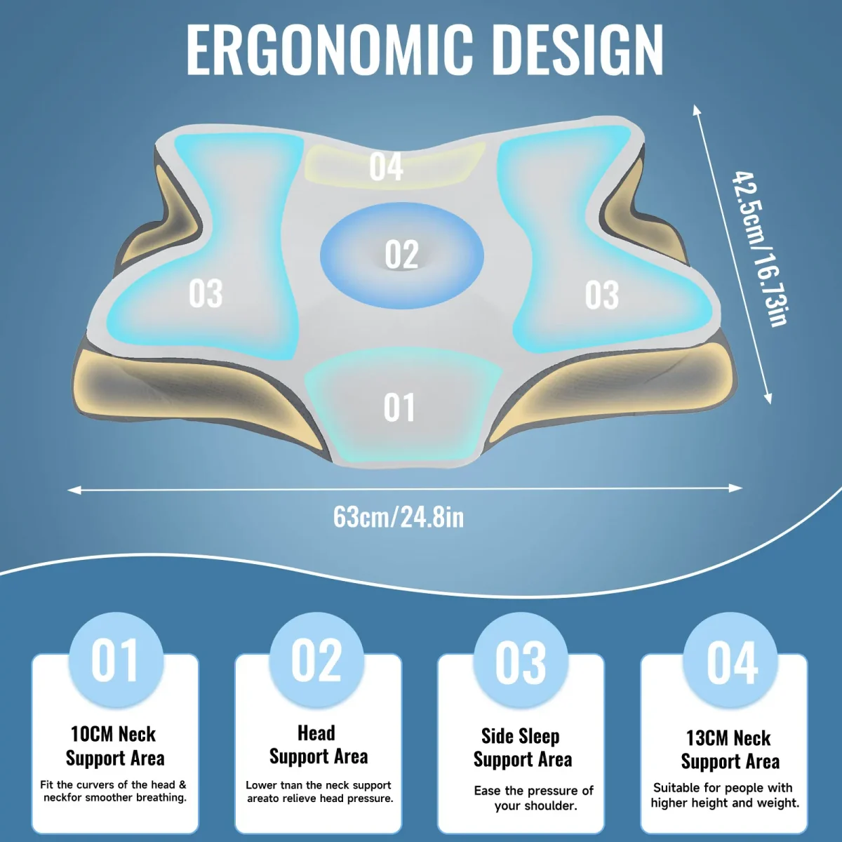 Sleep Memory Pillow Butterfly Memory Foam Neck Pillows Contoured Sleep For Neck Pain Relief Stomach Support Comfortable Pillow - Image 2