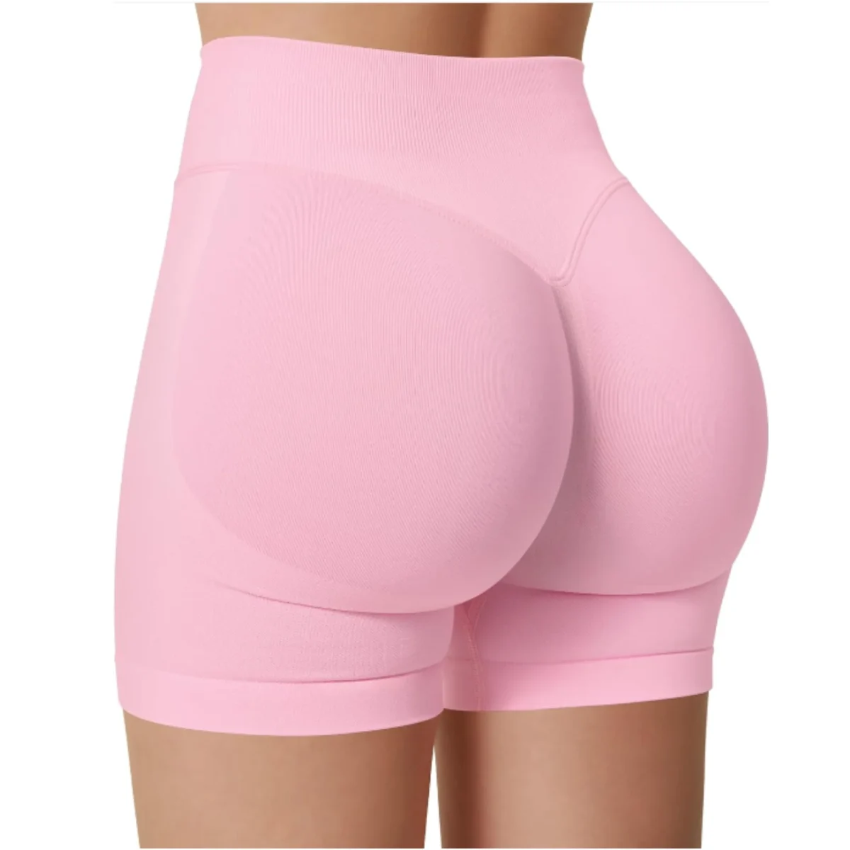 Summer High Waisted Yoga Shorts Fashionable and Sexy Running Fitness Pants Solid Color Yoga Leggings - Image 2