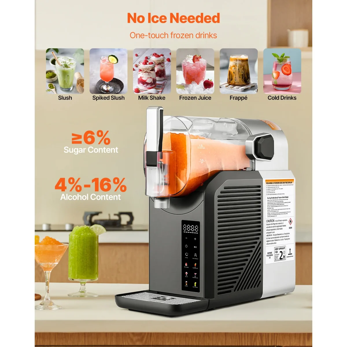 SucceBuy Slushie Machine 2L/68oz No Ice Needed Slushy Machine Frozen Drink Maker with 6 Preset Programs Margarita Machine - Image 2