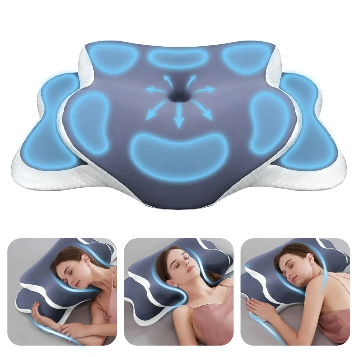 Memory Foam Pillow Cervical Pillow Neck Pain Relief Contour Ergonomic Orthopedic Neck Support for Side Back Stomach Sleeper Gift - Image 2