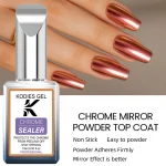 KODIES GEL Chrome Top Coat No Wipe Gel Nail Polish Sealer Semi Permanent UV/LED Non Stick Mirror Powder Top Coat Finish Manicure