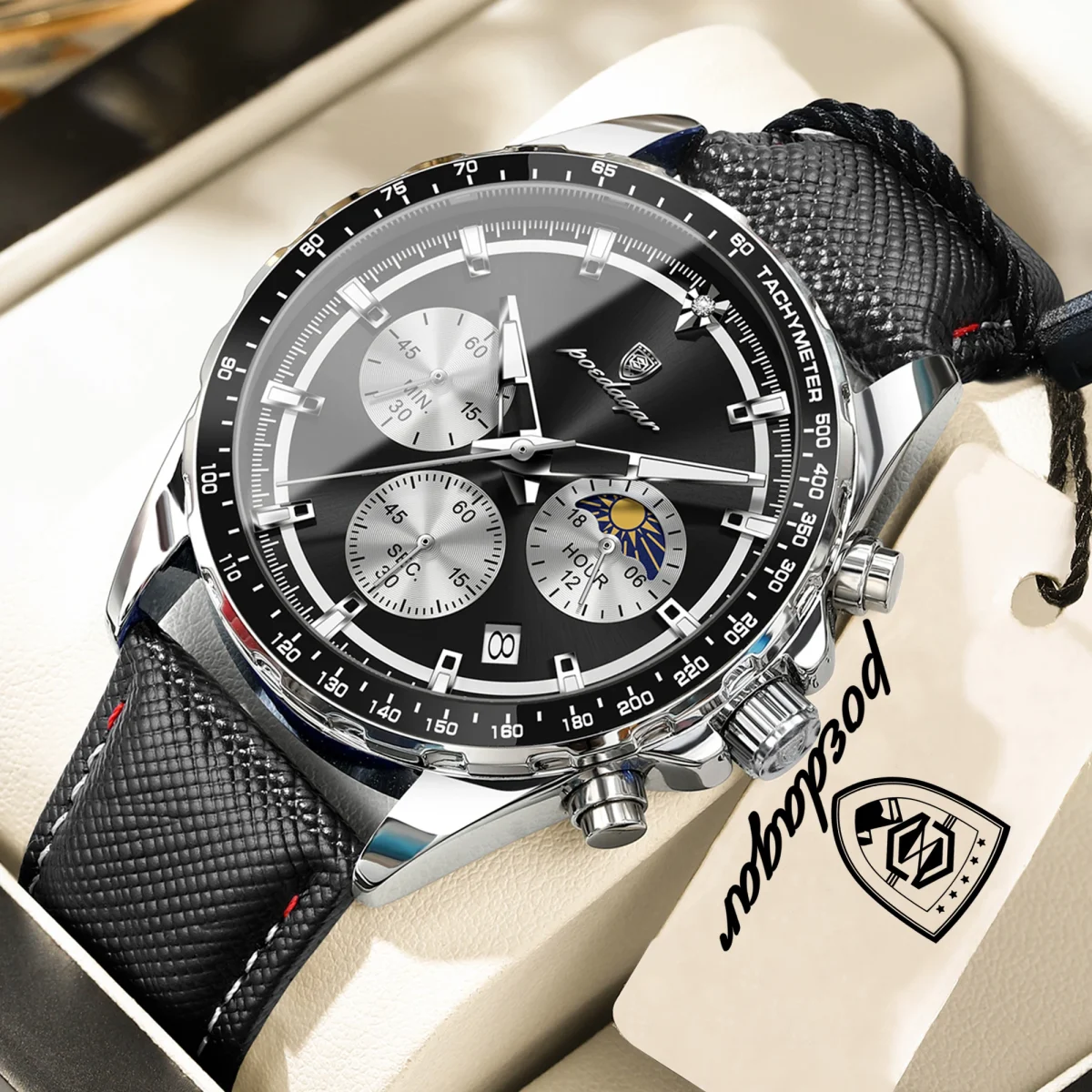 POEDAGAR Top Sports Fashion Men Clock Luminous Waterproof Chronograph Date Original Man Wristwatch Leather Men's Quartz Watches - Image 8