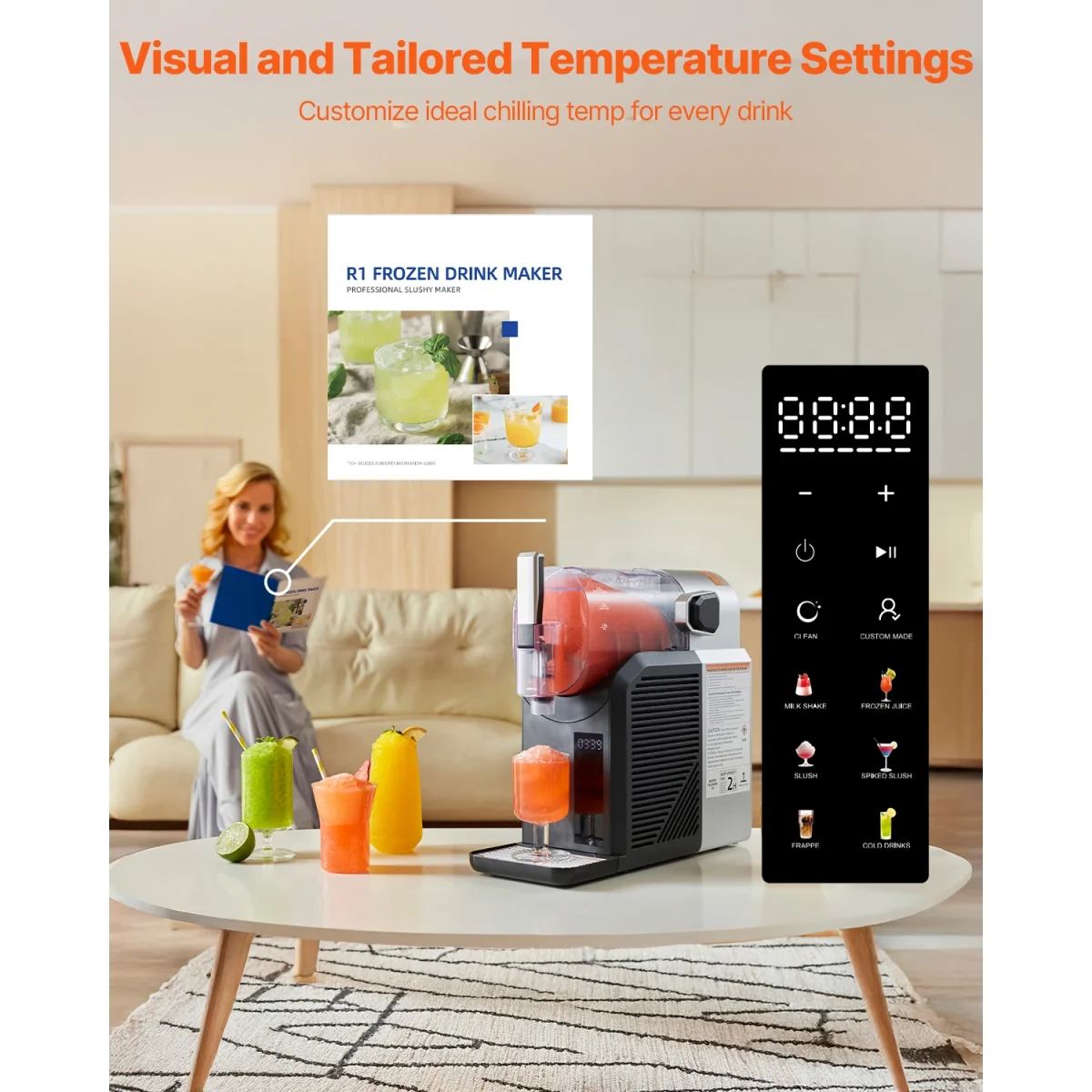 SucceBuy Slushie Machine 2L/68oz No Ice Needed Slushy Machine Frozen Drink Maker with 6 Preset Programs Margarita Machine - Image 6