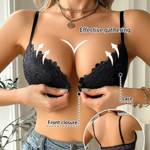 Modern Women's Lace Bra, Sexy Front-Clasp Push-Up Bra, Non-Padded, Breathable, Comfortable, Elegant, Sexy Lingerie Top