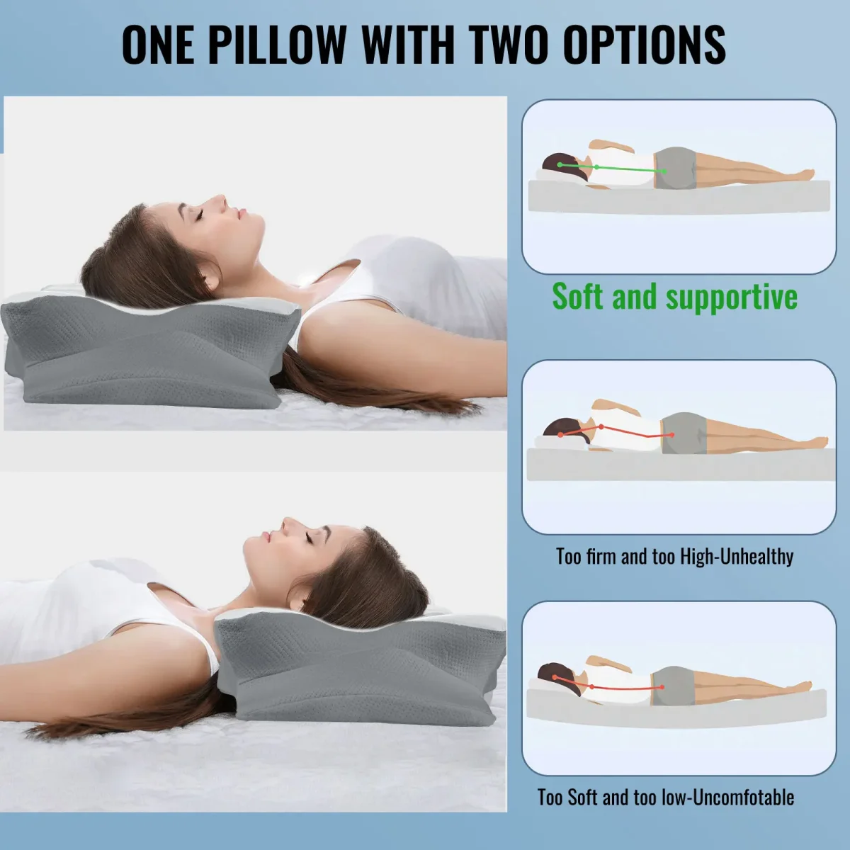 Sleep Memory Pillow Butterfly Memory Foam Neck Pillows Contoured Sleep For Neck Pain Relief Stomach Support Comfortable Pillow - Image 4