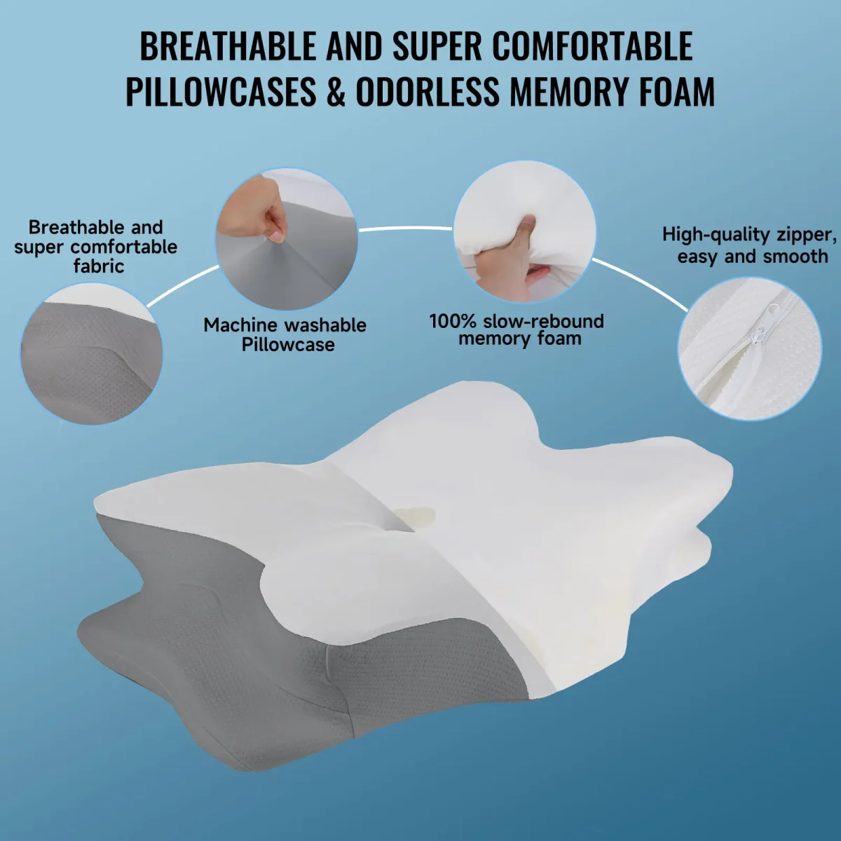 Sleep Memory Pillow Butterfly Memory Foam Neck Pillows Contoured Sleep For Neck Pain Relief Stomach Support Comfortable Pillow - Image 6