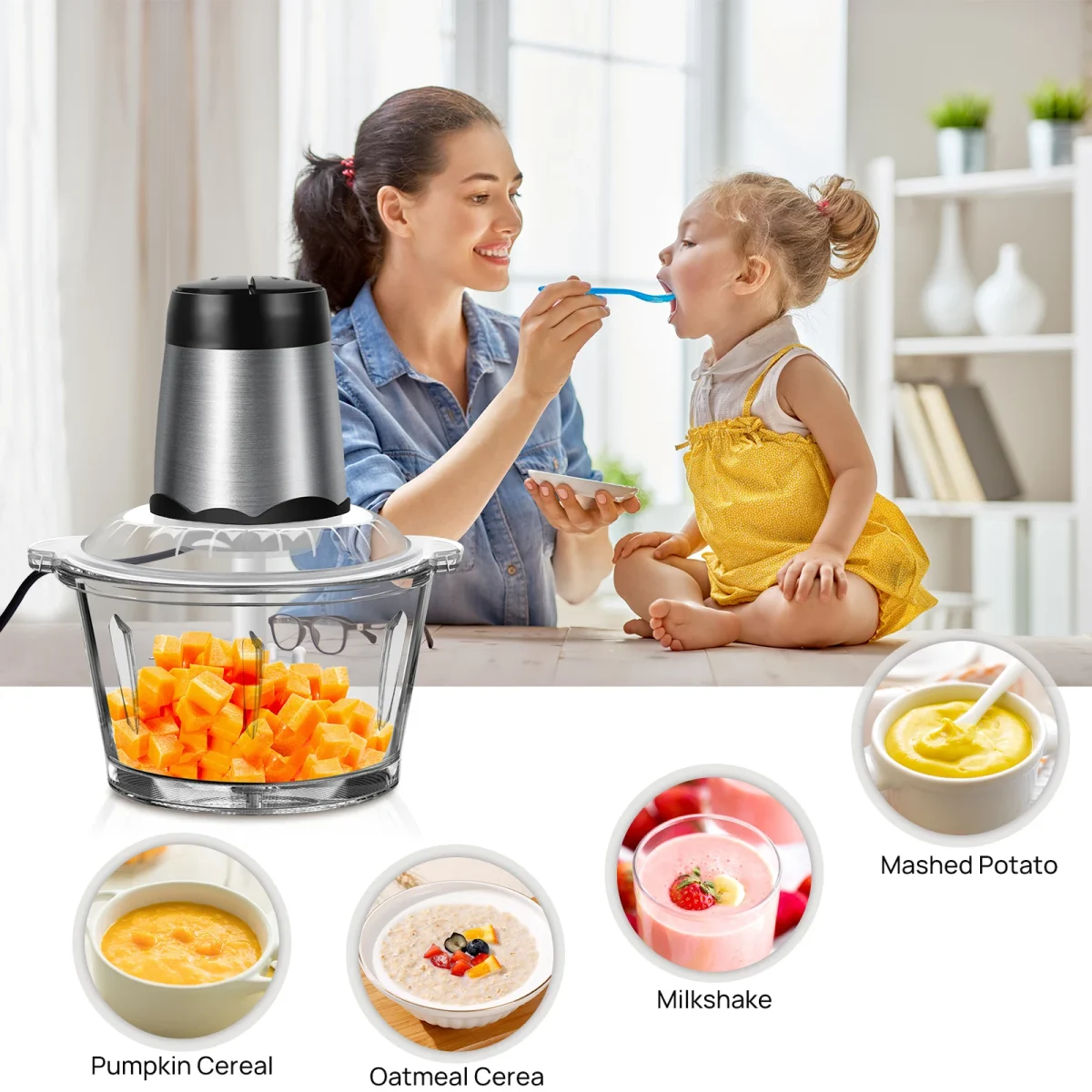 2L Electric Food Chopper Vegetable Chopper Small Food Processor Meat Grinder Mixer Electric Dicer with 2 Speeds Meat Mincer - Image 5