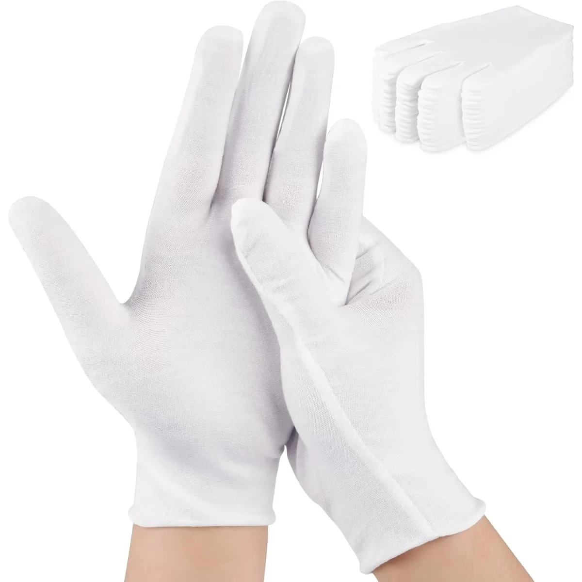 12-96 Pairs White Cotton Gloves Jewelry Gloves for Dry Hands Moisturizing Eczema Inspection Work Gloves Stretchable Cloth - Image 7
