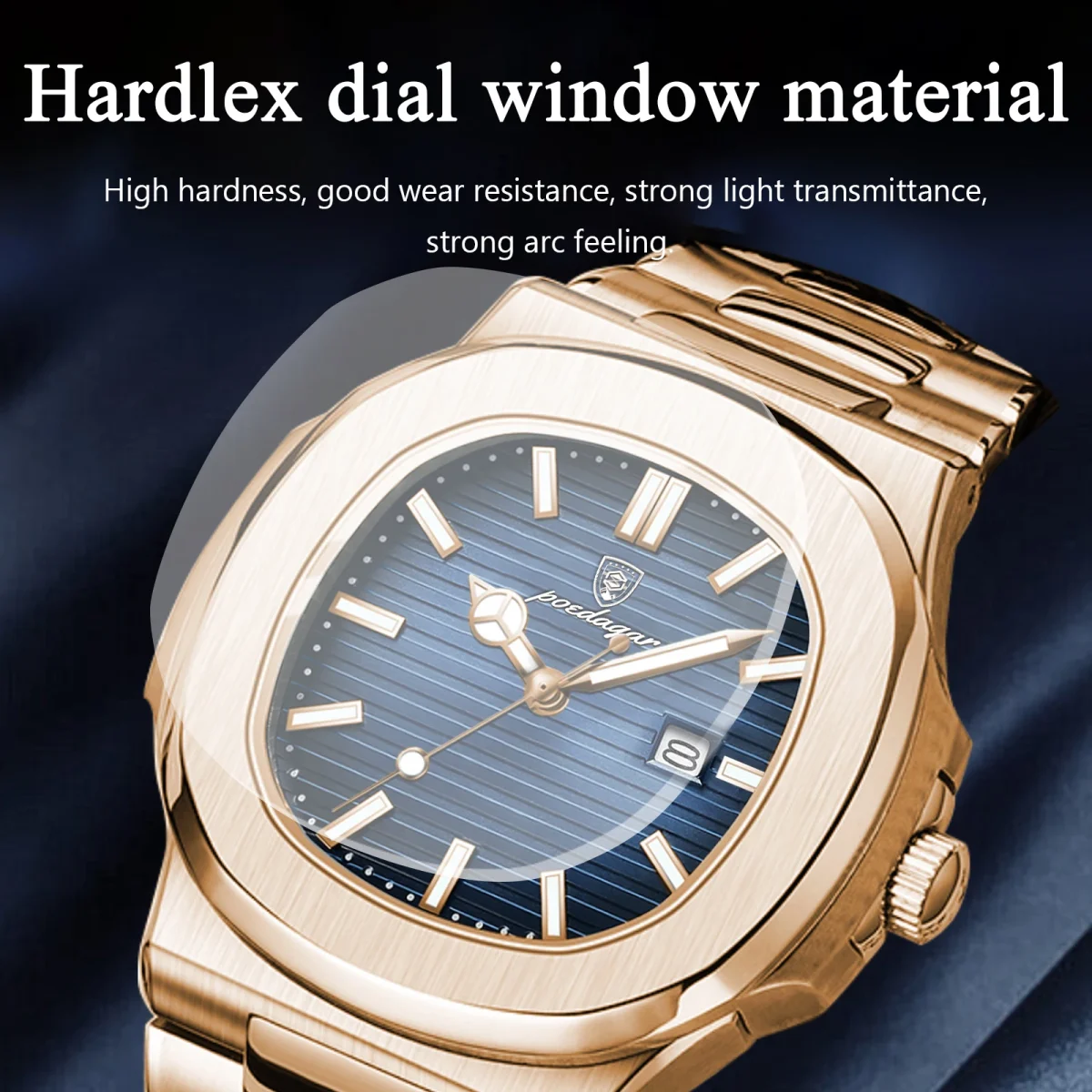 POEDAGAR Top Fashion Square Men Clock Stainless Steel Waterproof Luminous Date Exquisite Male Wristwatch Quartz Watches For Men - Image 4