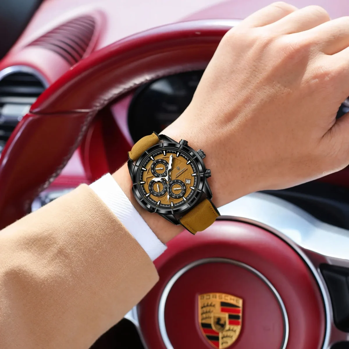 POEDAGAR Top Vintage Men Wristwatch Quartz Fashion Leather Men's Watches Date Chronograph Waterproof Luminous Business Man Watch - Image 5