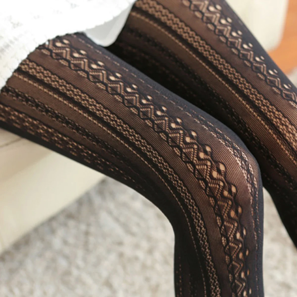 Autumn Women Lolita Tights Lace Stockings Woman Hollow Out White Female Pantyhose Stockings Tattoo Tights Pattern - Image 3