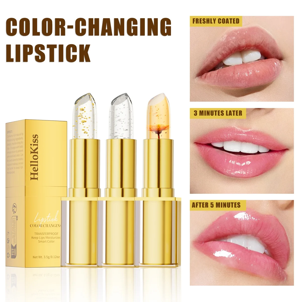 Hellokiss Crystal Color-changing Petal Lipstick for Women Moisturizes long-lasting and non-sticky cup lip balm - Image 3