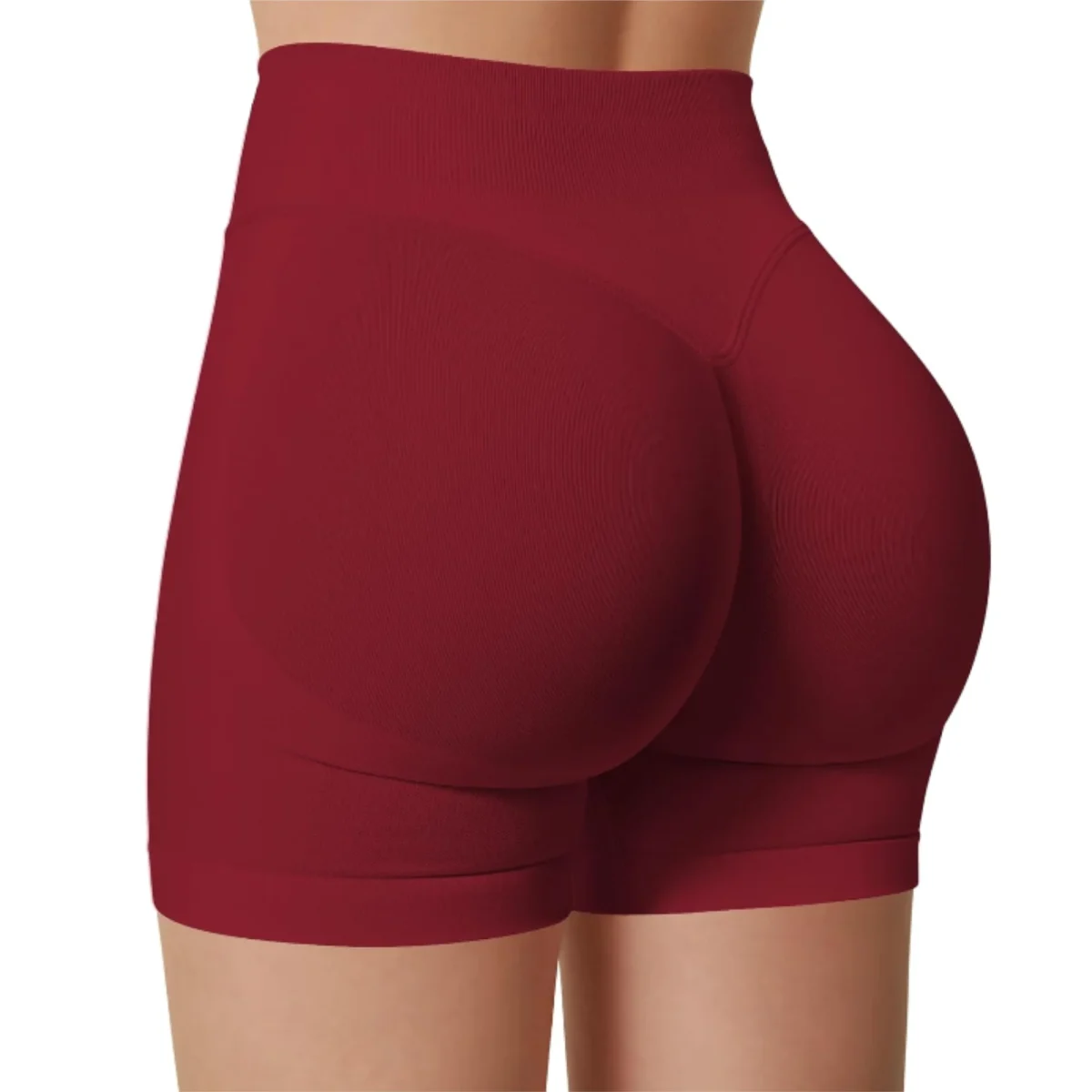 Summer High Waisted Yoga Shorts Fashionable and Sexy Running Fitness Pants Solid Color Yoga Leggings - Image 3