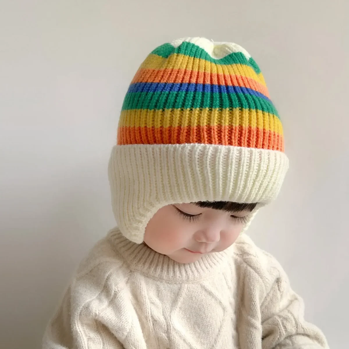 Baby wool hat cute bear ear protection hat children winter thickened warm knitted Korean version of the baby hat - Image 10