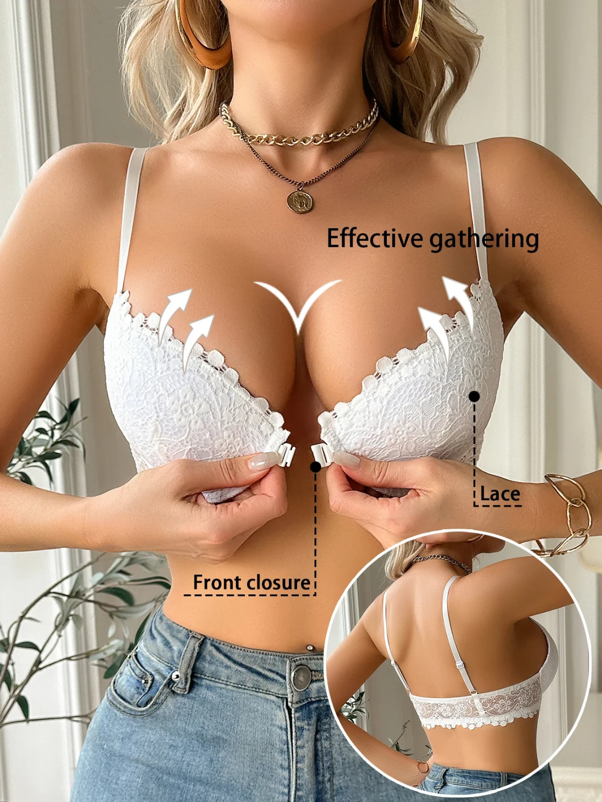 Modern Women's Lace Bra, Sexy Front-Clasp Push-Up Bra, Non-Padded, Breathable, Comfortable, Elegant, Sexy Lingerie Top - Image 7