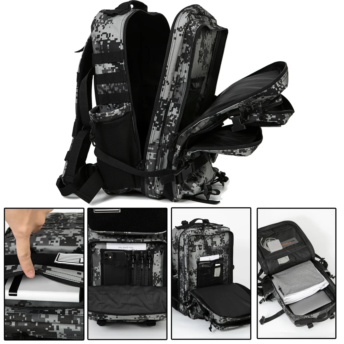 45L Tactical Backpack survival Bag Hunting MOLLE Backpack GYM For Men EDC Outdoor Hiking Rucksack Witch Bottle Holder - Image 5