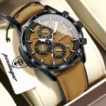 POEDAGAR Top Vintage Men Wristwatch Quartz Fashion Leather Men's Watches Date Chronograph Waterproof Luminous Business Man Watch