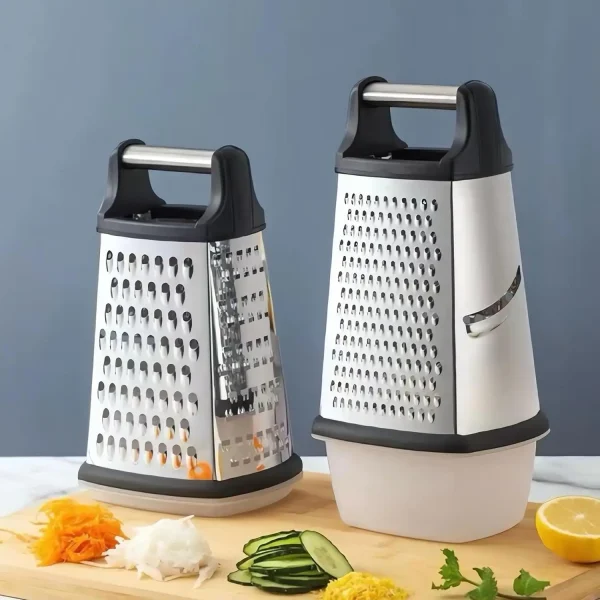 Four-Side Box Grater Cheese Grater with Container Stainless Steel Multipurpose Slicer for Vegetable Cutter Kitchen Accessorie
