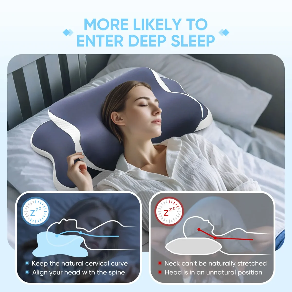 Memory Foam Pillow Cervical Pillow Neck Pain Relief Contour Ergonomic Orthopedic Neck Support for Side Back Stomach Sleeper Gift - Image 6