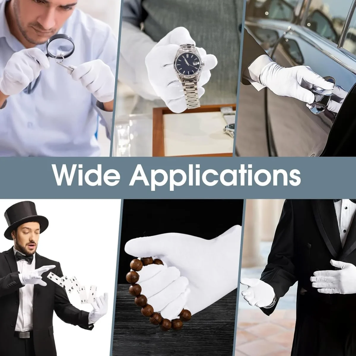 12-96 Pairs White Cotton Gloves Jewelry Gloves for Dry Hands Moisturizing Eczema Inspection Work Gloves Stretchable Cloth - Image 5