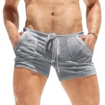 2026 Men's Summer Drawstring Shorts with Pockets Fashion Male Casual Shorts Solid Color Ultra-thin Breathable Shorts