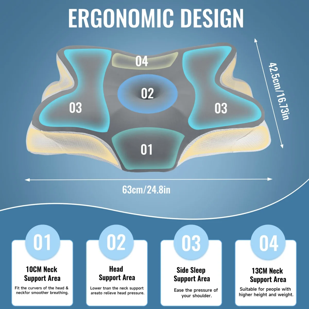 Sleep Memory Pillow Butterfly Memory Foam Neck Pillows Contoured Sleep For Neck Pain Relief Stomach Support Comfortable Pillow - Image 8