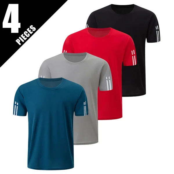 1/4/6 Pcs men's plus size gradient quick-drying short-sleeved teenagers loose sports running fitness football basketball T-shirt