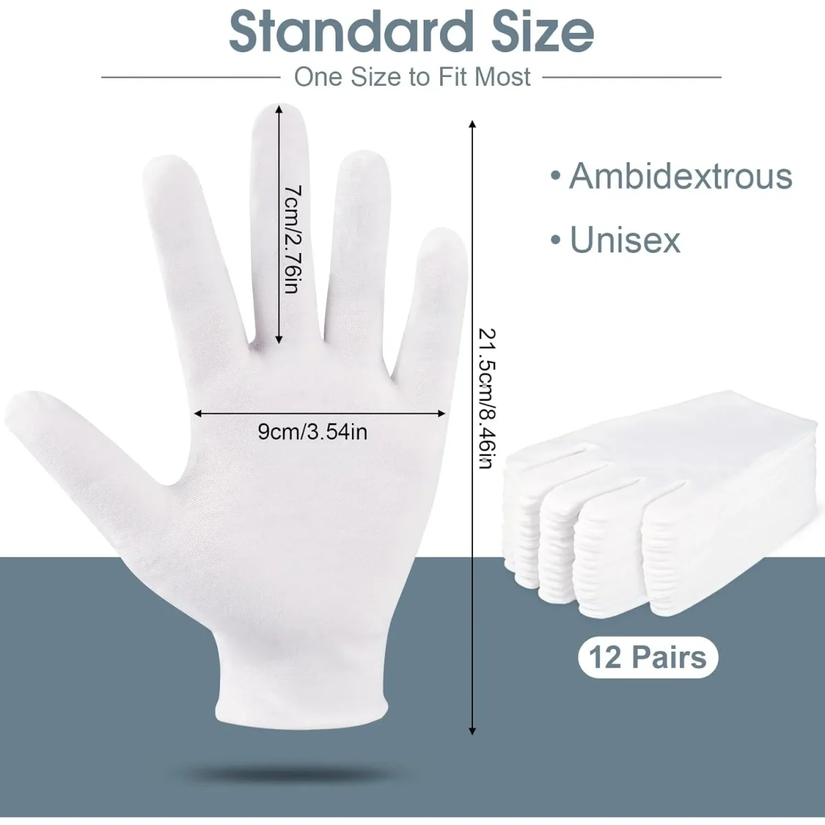 12-96 Pairs White Cotton Gloves Jewelry Gloves for Dry Hands Moisturizing Eczema Inspection Work Gloves Stretchable Cloth - Image 3