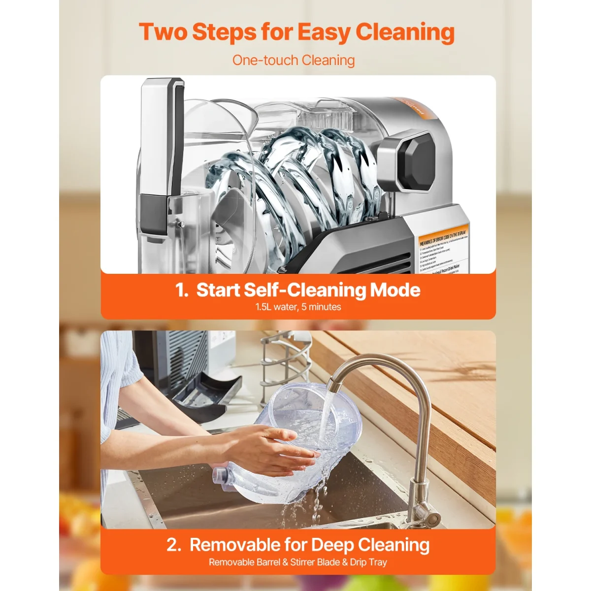 SucceBuy Slushie Machine 2L/68oz No Ice Needed Slushy Machine Frozen Drink Maker with 6 Preset Programs Margarita Machine - Image 4